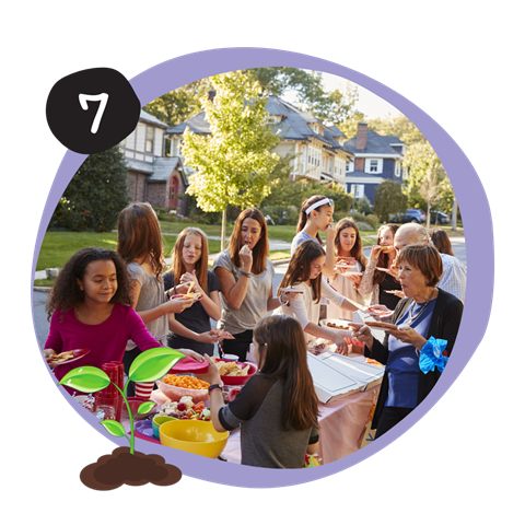 Stap 7: een buurtfeest aan een lange tafel